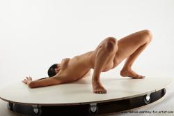 Nude Gymnastic poses Woman White Slim long black Pinup